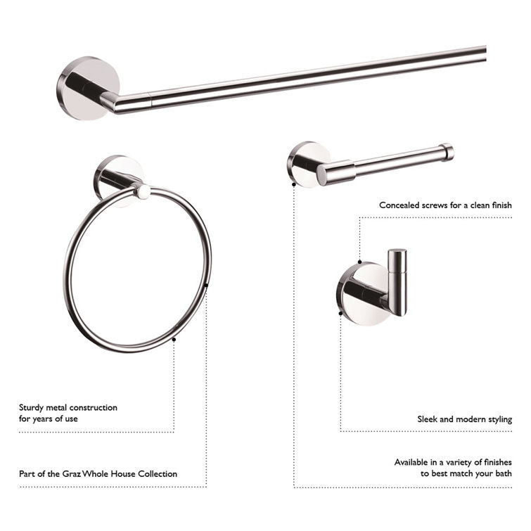Graz Polished Chrome Modern Wall-Mounted Robe Hook
