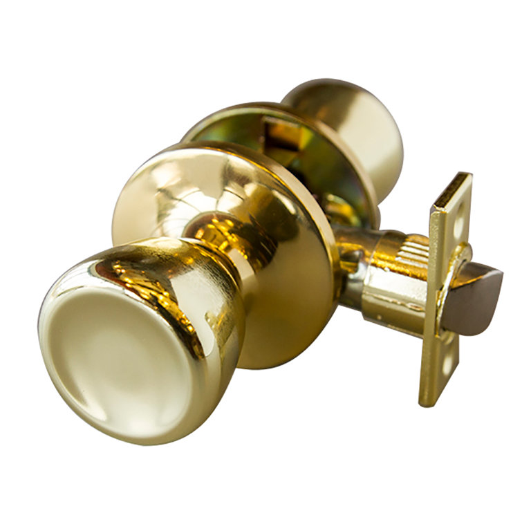Polished Brass Passage Hall Door Knob with Universal Latch