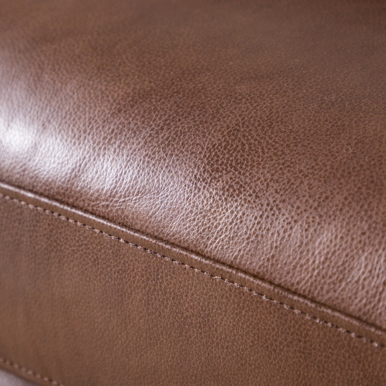 Cobblestone Brown Tufted Leather Sofa with Removable Cushions