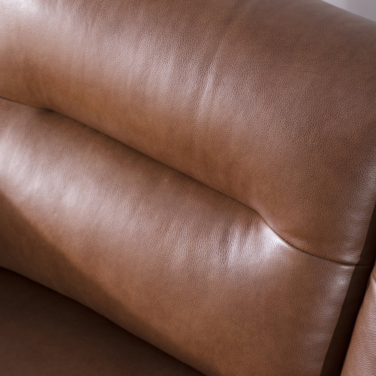 Cobblestone Brown Tufted Leather Sofa with Removable Cushions