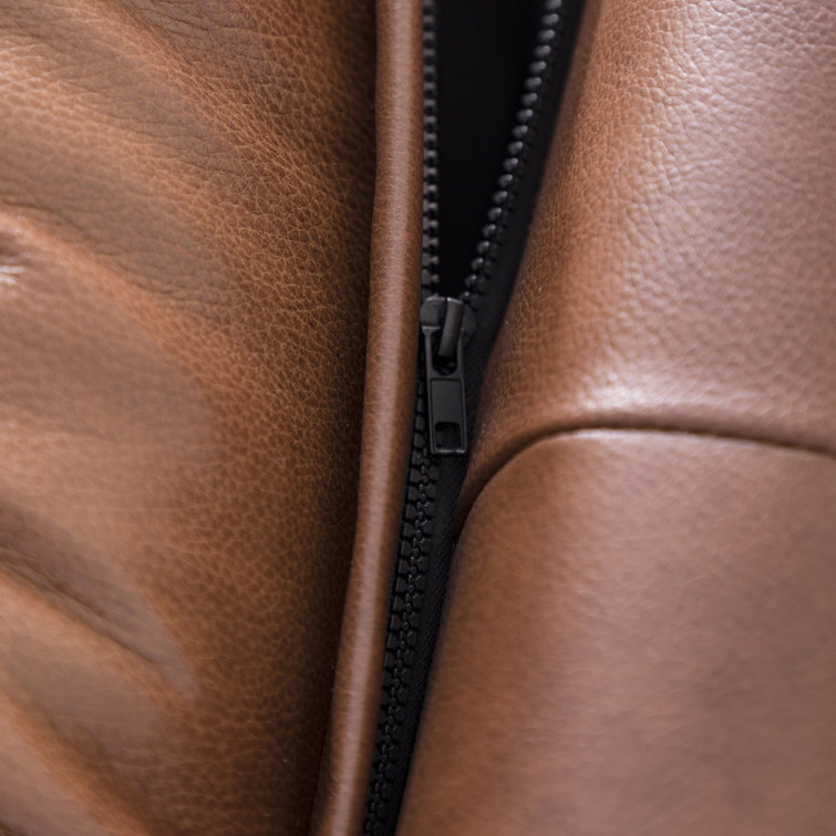 Cobblestone Brown Tufted Leather Sofa with Removable Cushions
