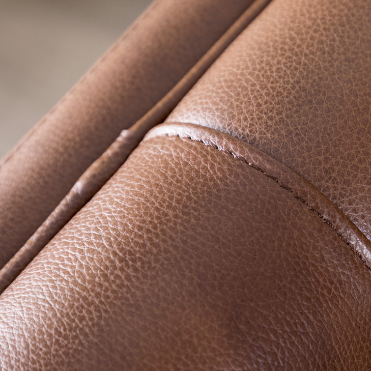 Cobblestone Brown Tufted Leather Sofa with Removable Cushions