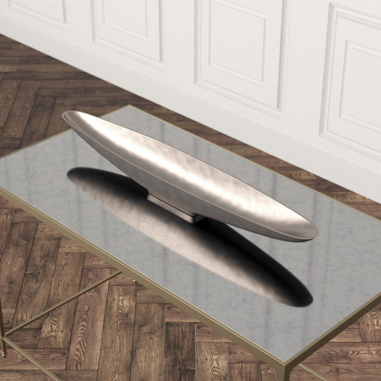Small Silver Aluminum Gondola Tray with Textured Finish