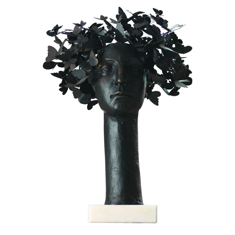 Handcrafted Iron Butterfly Figurine with Marble Base