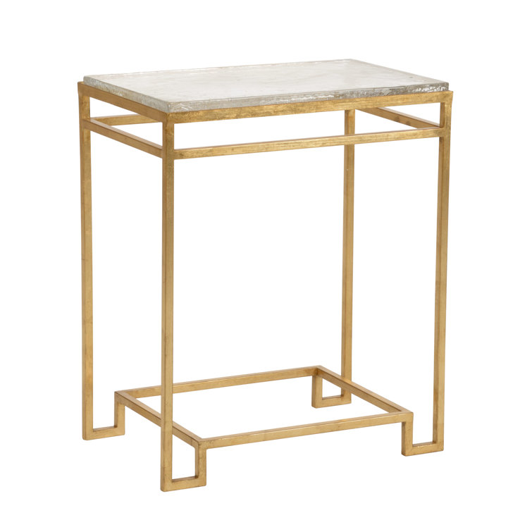 Chelsea House Modern Gold Metal & Glass Square Side Table