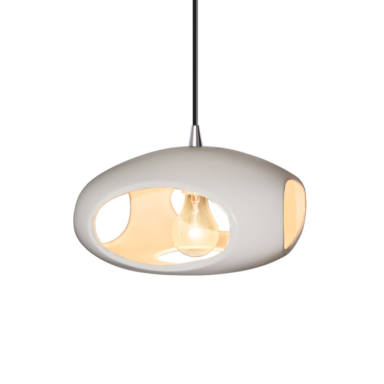 Polished Chrome Bisque Ceramic Single Pendant Light