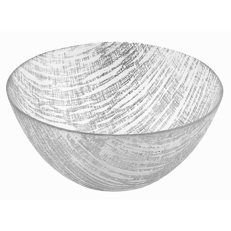 Handcrafted Silver Glass Salad and Fruit Serving Bowl