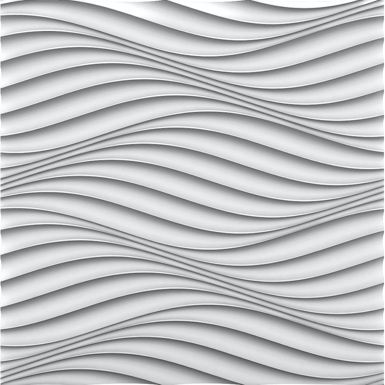 Wave Pattern 2ft x 2ft White Glue-up Wall Panel Pack