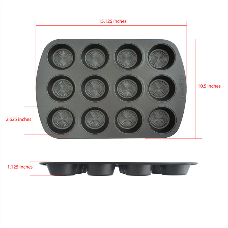 Ash Gray Non-Stick 12-Cup Steel Muffin Pan