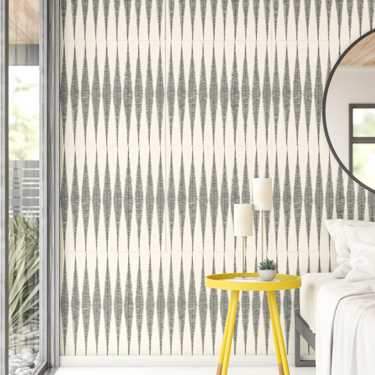 Black and White Geometric Vinyl-Coated Wallpaper