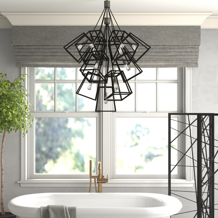 Aged Zinc 13-Light Multi-Tier Industrial Chandelier