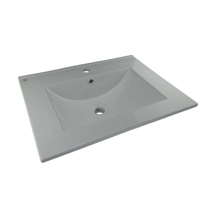 Luke 24" White Ceramic Drop-In Bathroom Sink Pack of 3