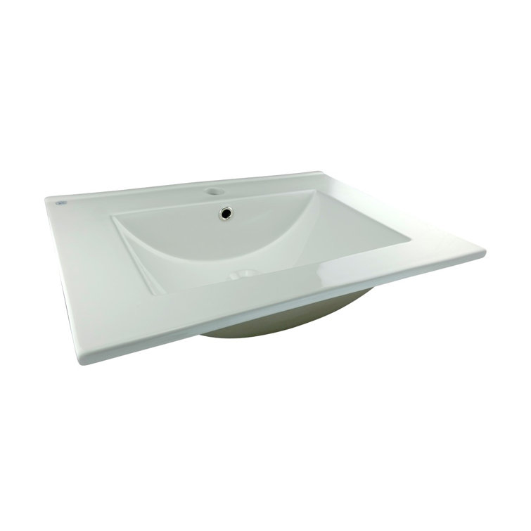 Luke 24" White Ceramic Drop-In Bathroom Sink Pack of 3