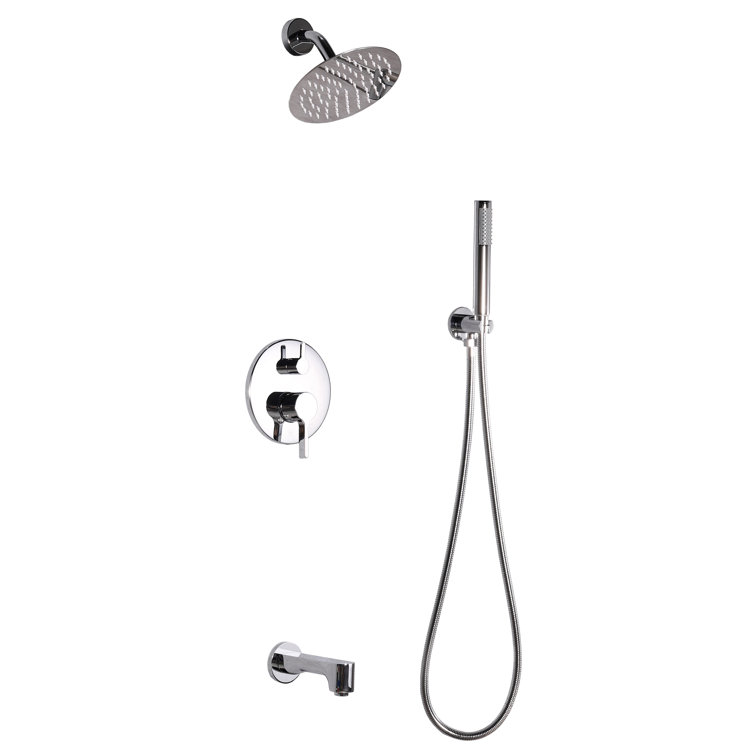 Chrome Multi-Head Rain Shower System with Handheld