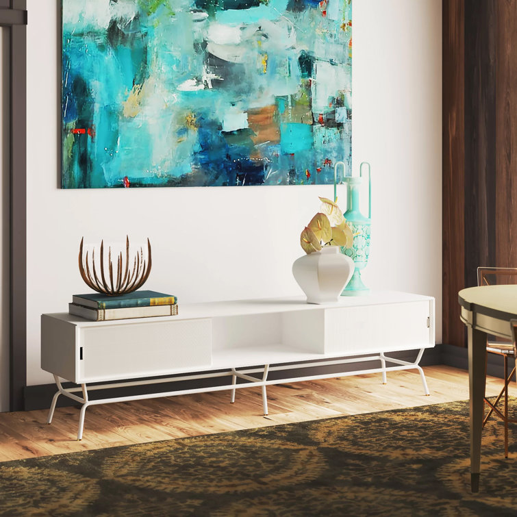 Marine Blue Long and Low Steel Buffet Table