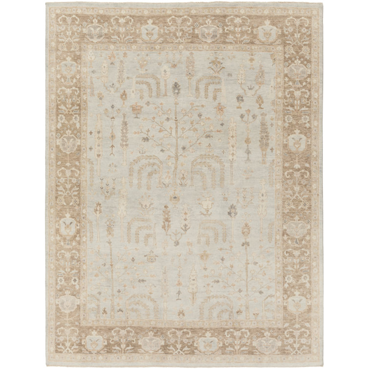 Hand-Knotted Gray Wool Floral 8' x 10' Area Rug