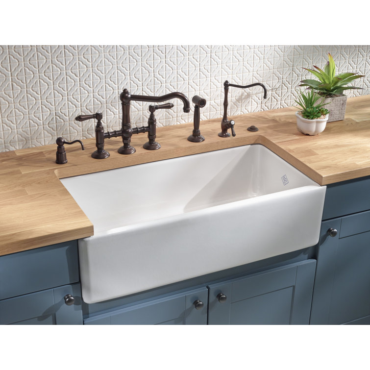 Lancaster 36" White Fireclay Farmhouse Apron Sink