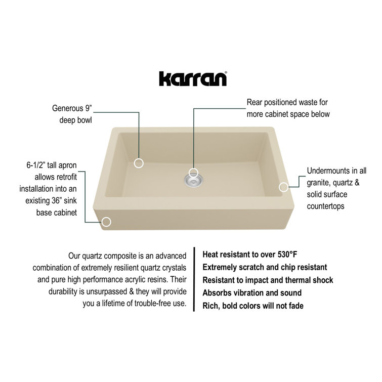 Matte Bisque Quartz Farmhouse Apron Single Bowl Kitchen Sink