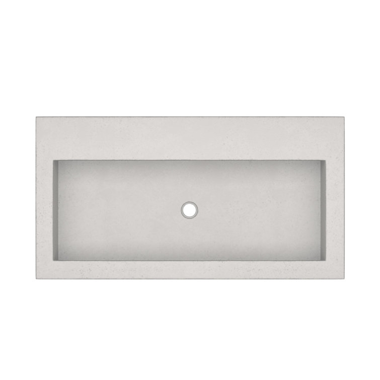 Ash Gray 36" Concrete Rectangular Drop-In Bathroom Sink