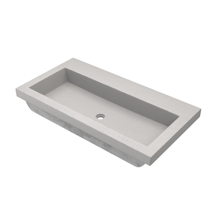 Ash Gray 36" Concrete Rectangular Drop-In Bathroom Sink