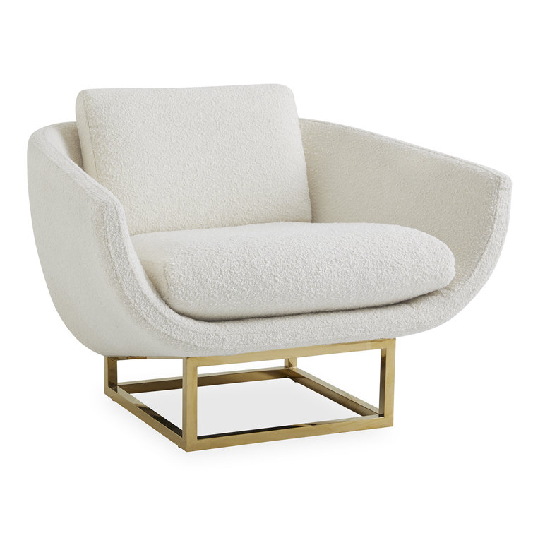Olympus Ivory Velvet Cushioned Lounge Chair with Manufactured Wood Frame