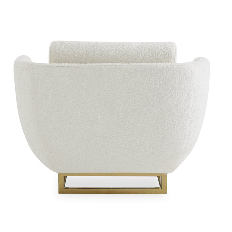 Olympus Ivory Velvet Cushioned Lounge Chair with Manufactured Wood Frame
