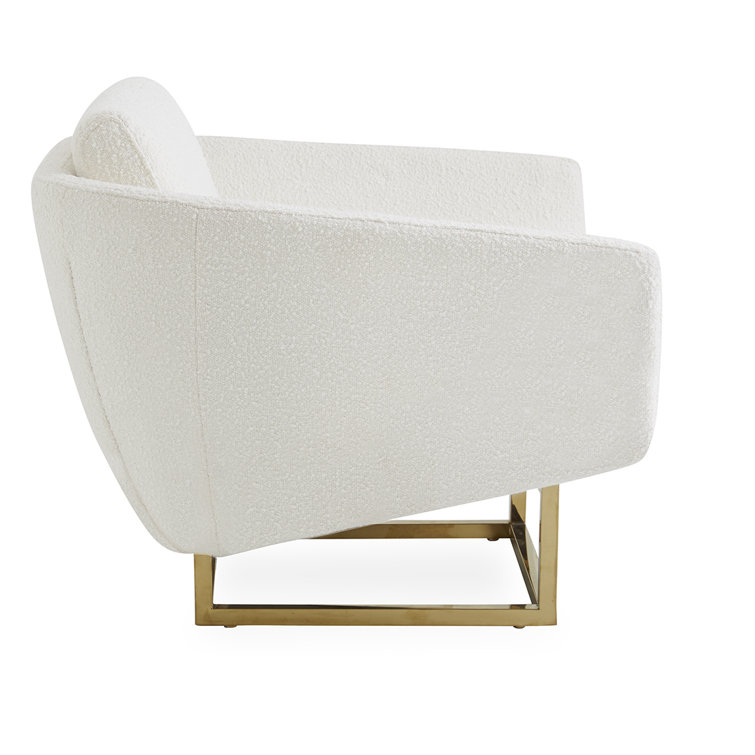 Olympus Ivory Velvet Cushioned Lounge Chair with Manufactured Wood Frame