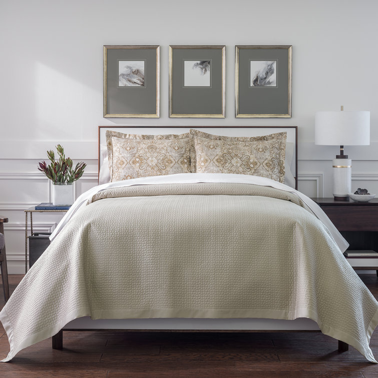 Linen Twin Cotton Matelassé Basket Weave Coverlet
