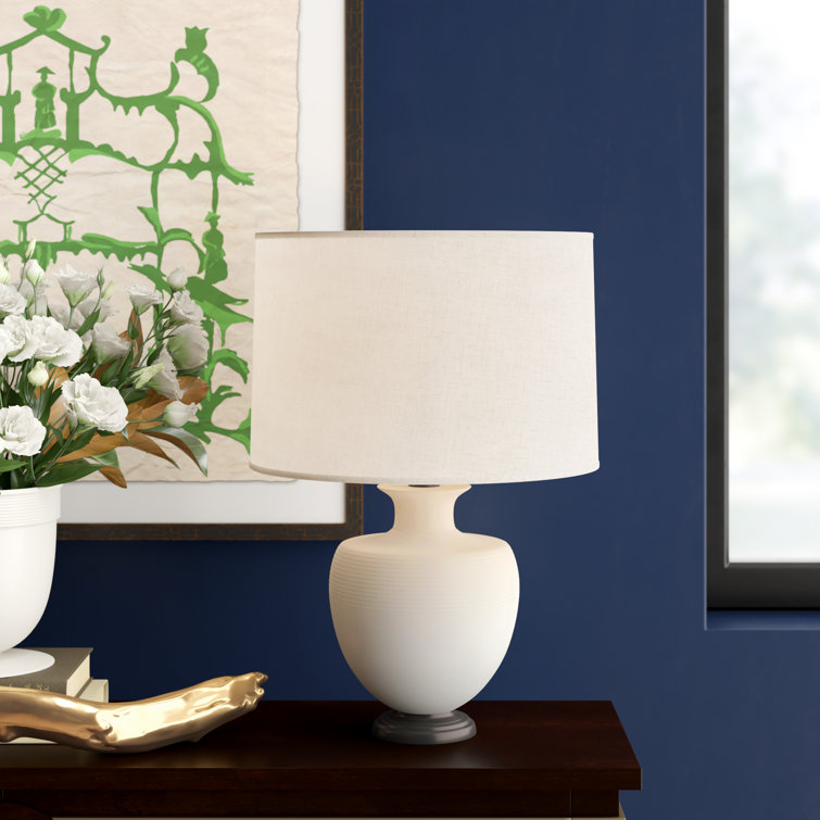 Atlas 25'' Bronze Edison Table Lamp with Oyster Linen Shade