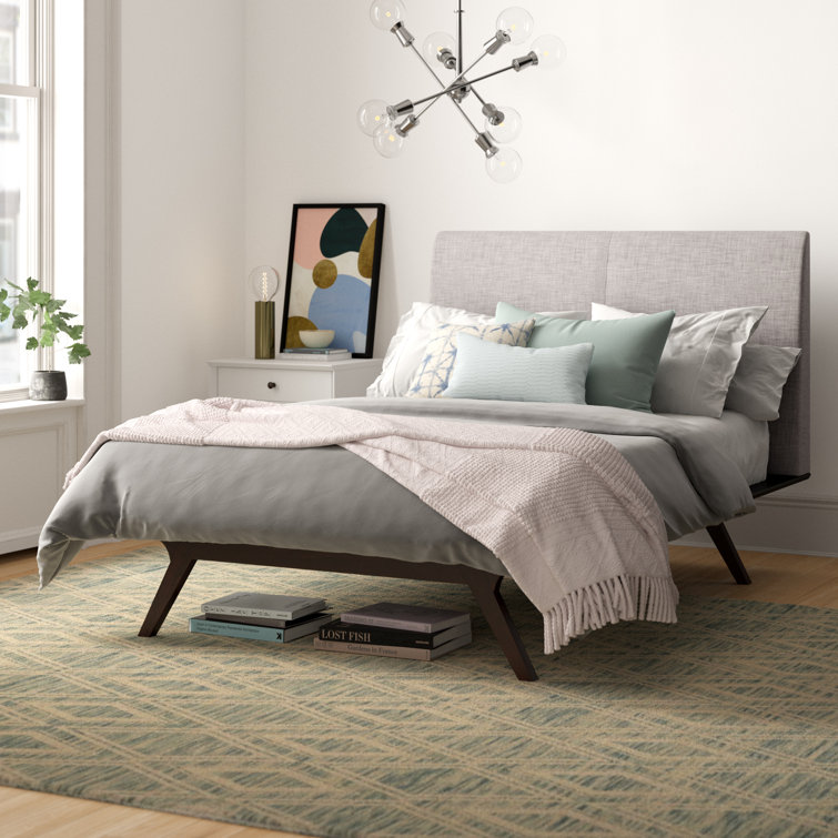 Tracy Full Cappuccino Gray Upholstered Wood Platform Bed
