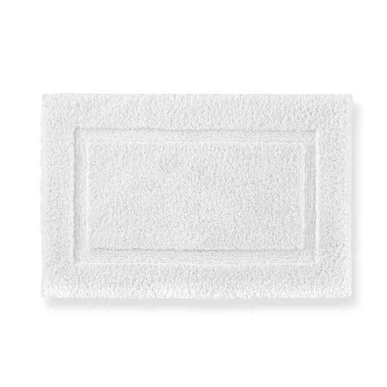 Small White Cotton Bath Rug with Memory Foam Insert