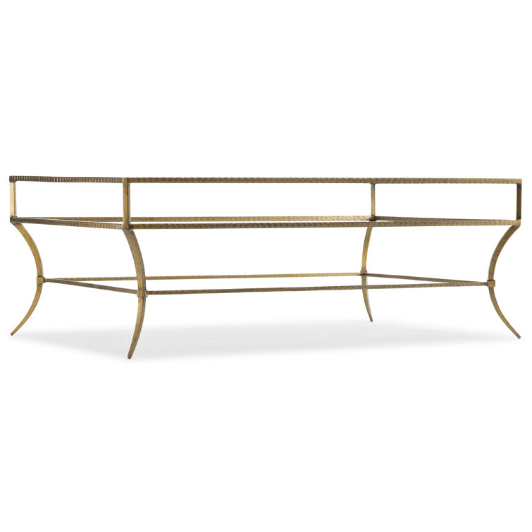 Laureng Gold Hammered Iron Frame Cocktail Table with Tempered Glass Top
