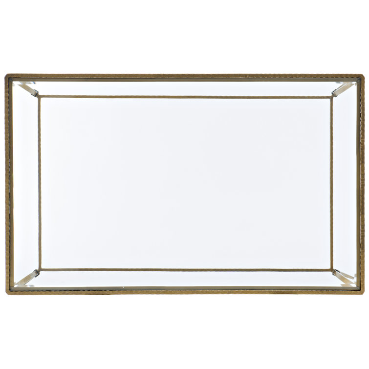 Laureng Gold Hammered Iron Frame Cocktail Table with Tempered Glass Top