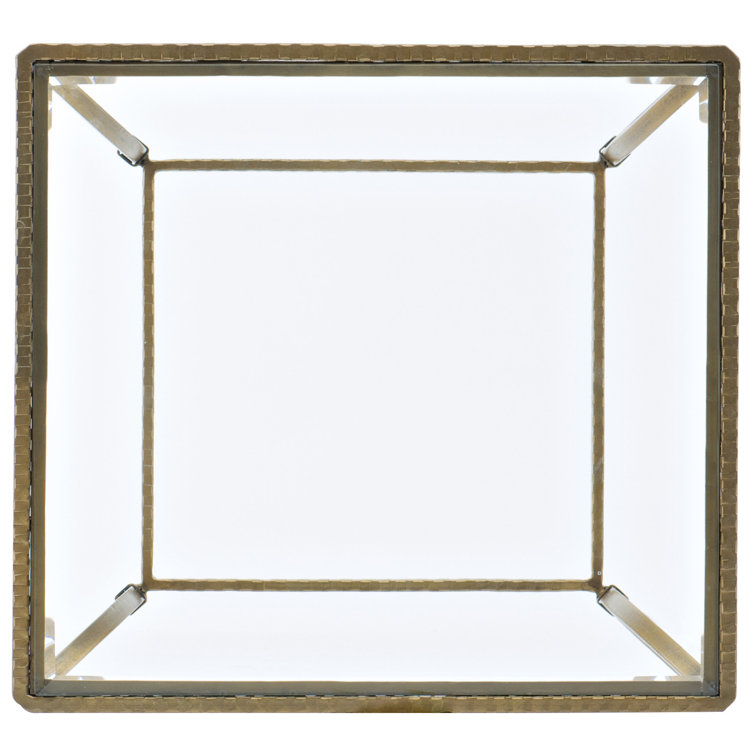Gold Rectangular Glass Top End Table