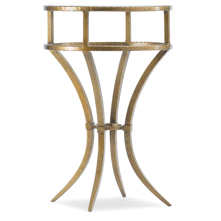 Laureng 16" Gold Metal and Glass Round Martini Table