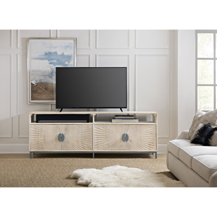 86'' Light Wood Entertainment Console with Metal Base