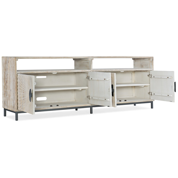 86'' Light Wood Entertainment Console with Metal Base