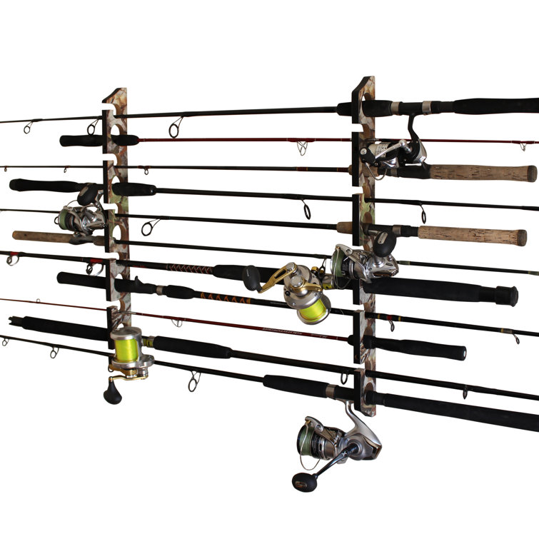 Camouflage Wall-Mounted Fishing Rod Storage Rack for 11 Rods