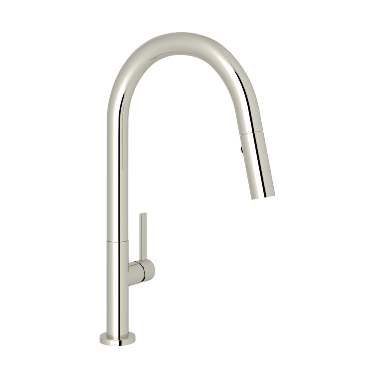 Polished Nickel Modern Pull-Down Kitchen Faucet with Brass