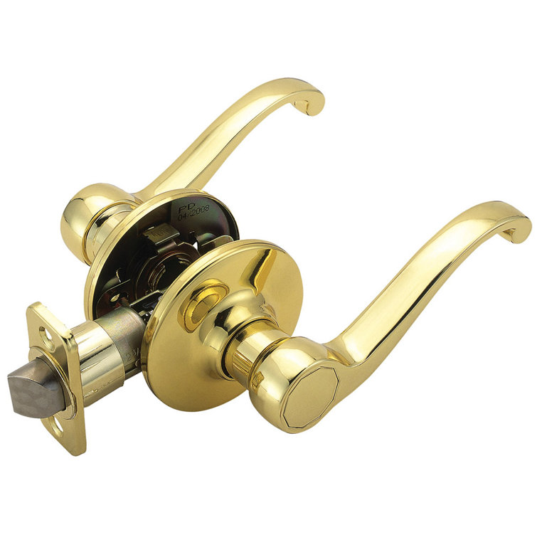 Polished Brass Scroll Passage Door Lever with 2-Way Latch