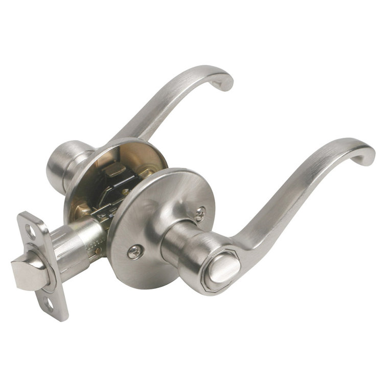 Satin Nickel Wave Privacy Door Lever for Interior Use