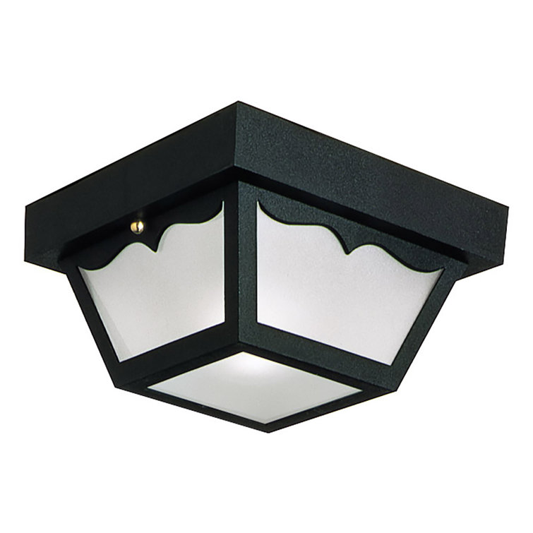 Black Frosted Glass Indoor/Outdoor Flush Mount Ceiling Light