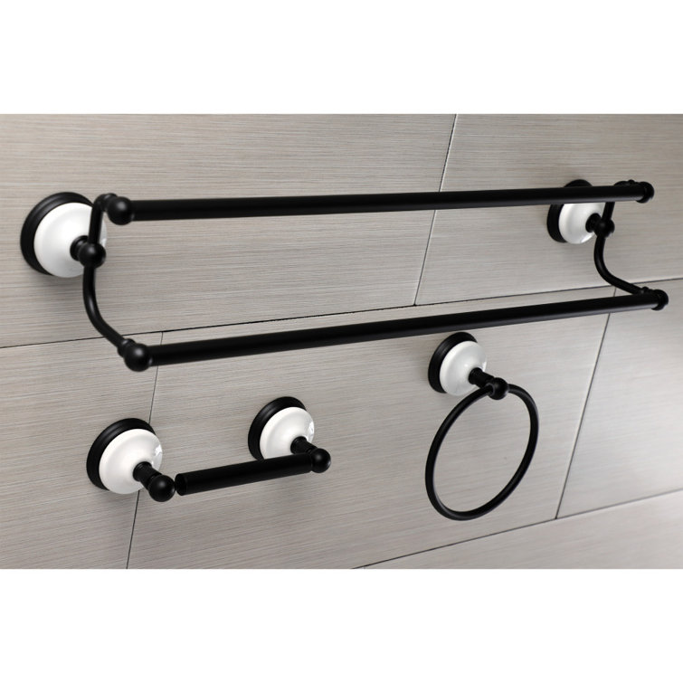 Victorian Matte Black 3-Piece Metal Bathroom Hardware Set
