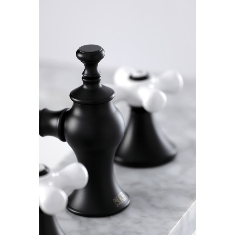 Elegant Vintage 8-Inch Matte Black Nickel Widespread Bathroom Faucet