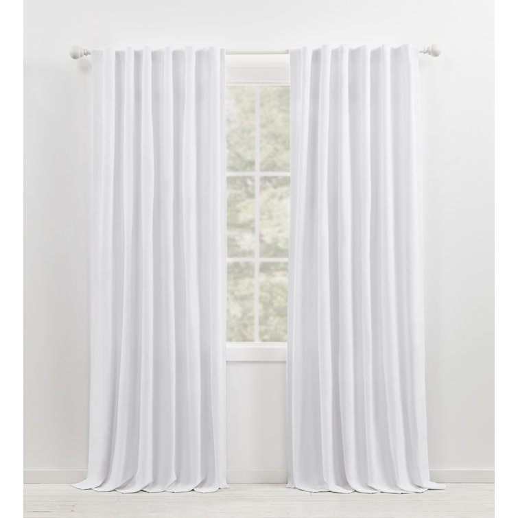 Pure White Cotton Blackout Pleated Curtain Panel 52" x 108"