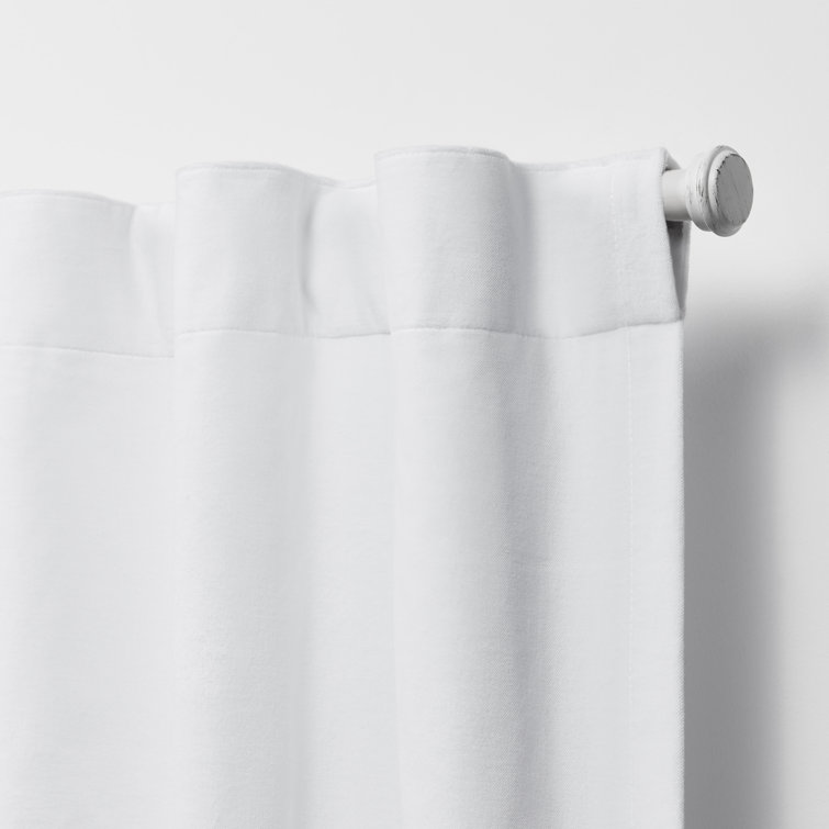 Pure White Cotton Blackout Pleated Curtain Panel 52" x 108"