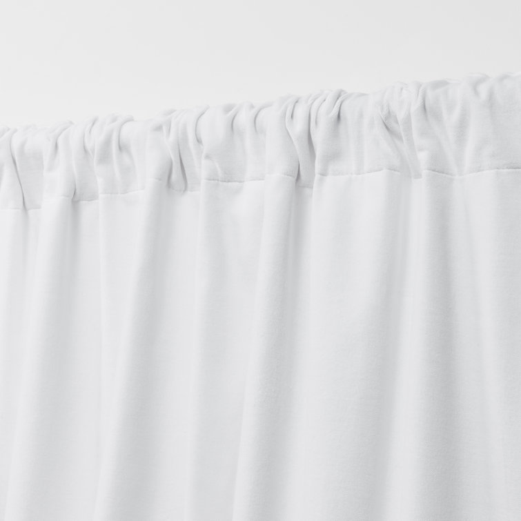 Pure White Cotton Blackout Pleated Curtain Panel 52" x 108"