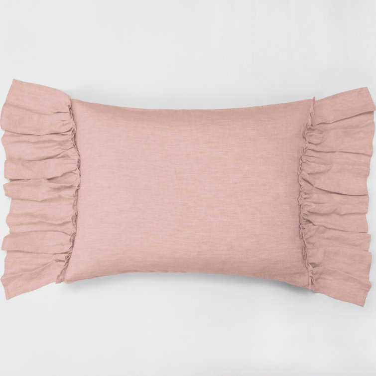 Pink Linen Ruffled Standard Pillow Sham