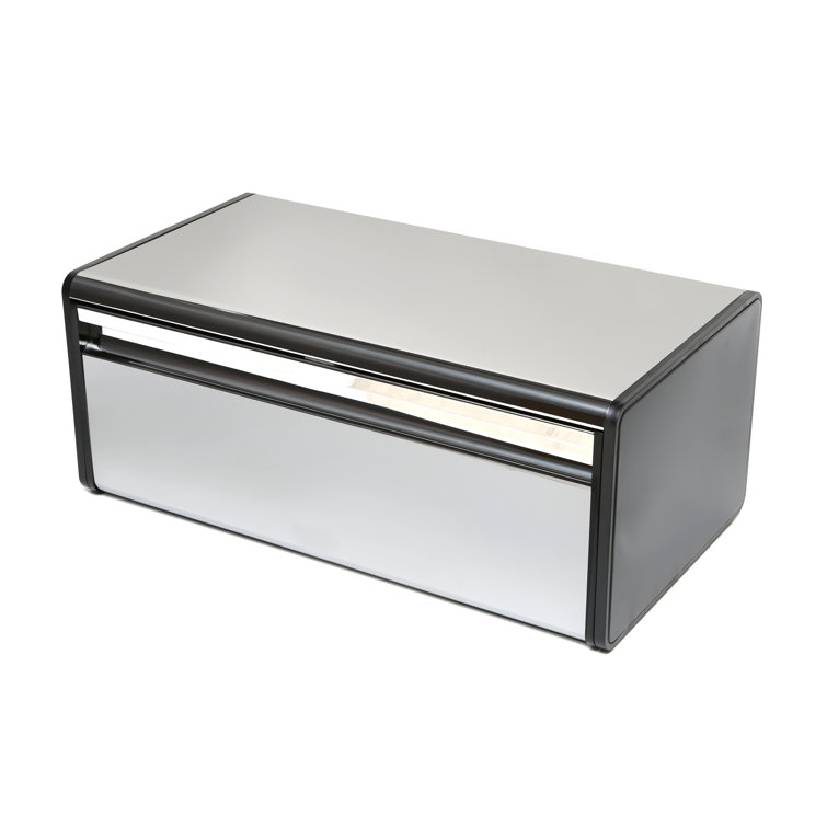 Brilliant Steel Bread Box with Black Accents