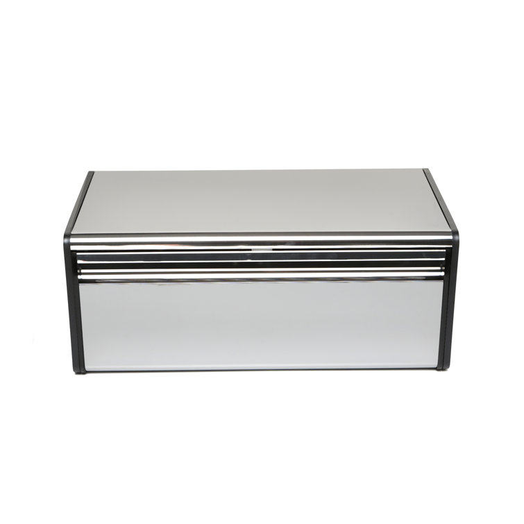 Brilliant Steel Bread Box with Black Accents